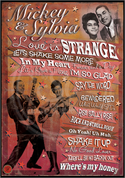 Mickey & Sylvia, Poster, Graphic Design, Poster for Sale, Rock n Roll, Blues, Rhythm'n Blues, Punk, Sophie Lo